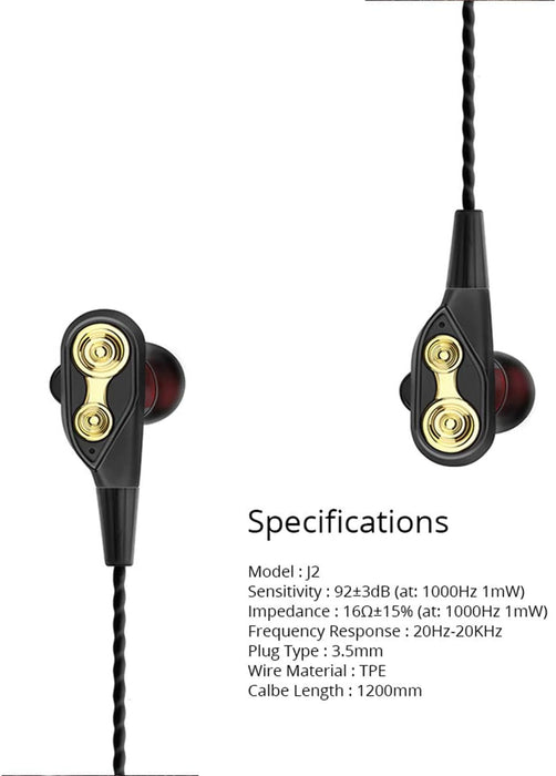 TECNO Wired Earbuds with Microphone 3.5mm, Wired in Ear Headphones