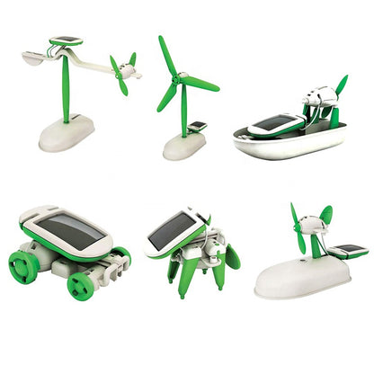 6-In-1 DIY Solar Educational Kit Boat Plane Fan Puppy Car Robot Toy