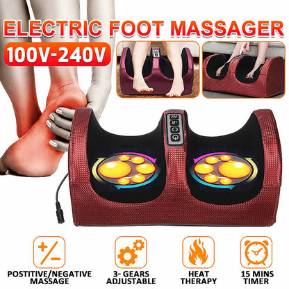 Shiatsu Mini Electric Foot Legs And Calf Massager Machine With Deep Heat Tissue Kneading Therapy Feet Pain Relief For Tired Muscles Red