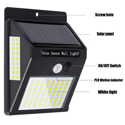 16-LED Waterproof Solar Motion Sensor Wall Light Black