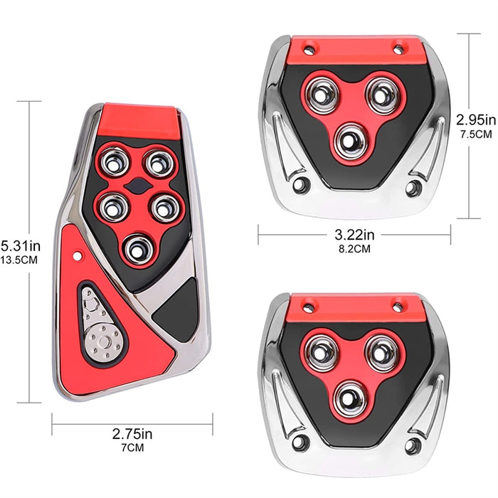 3x Non Slip Car Foot Pedals Pad Cover Red For Ford Focus Fiesta Fusion