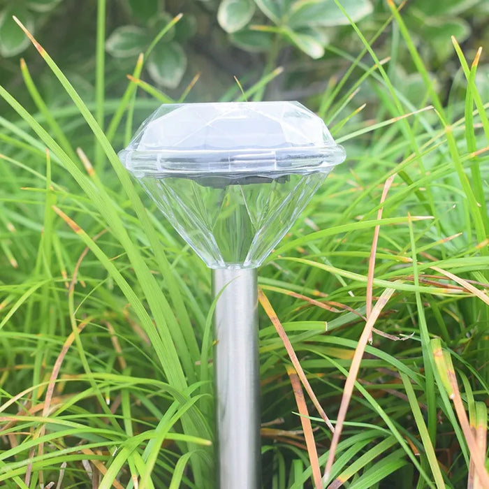 Pack Of 4 Solar Powered Diamond Shape Lawn Light Silver/Clear/Black