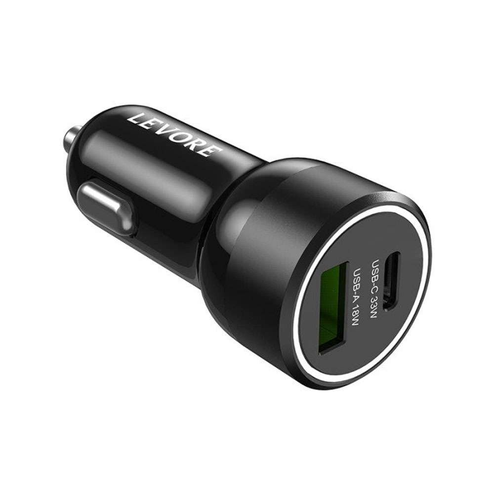 Levore Car Charger Power Delivery PD 2 Ports 51W Black, LGC121-BK