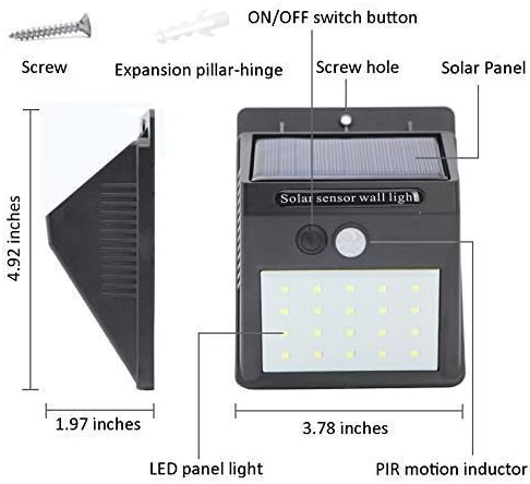 Solar Motion Sensor Light 20 LED Solar Powered Wireless Weatherproof Security