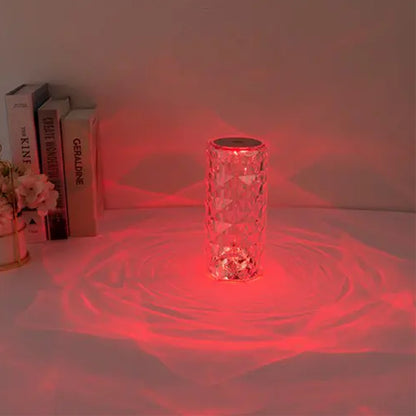 Rechargeable Rose Shadow Table Lamp,Touch and Remote Control, Colorful and Adjustable,Romantic Crystal Diamond Lamp for Valentine's Day, Birthdays, Anniversaries