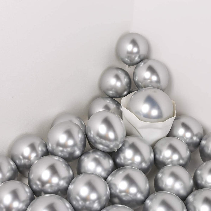 50 Pack Metallic Silver Balloons