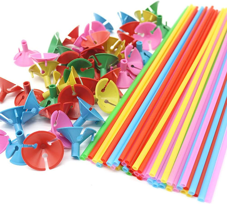 100 Pieces Balloon Sticks Holders with Cups