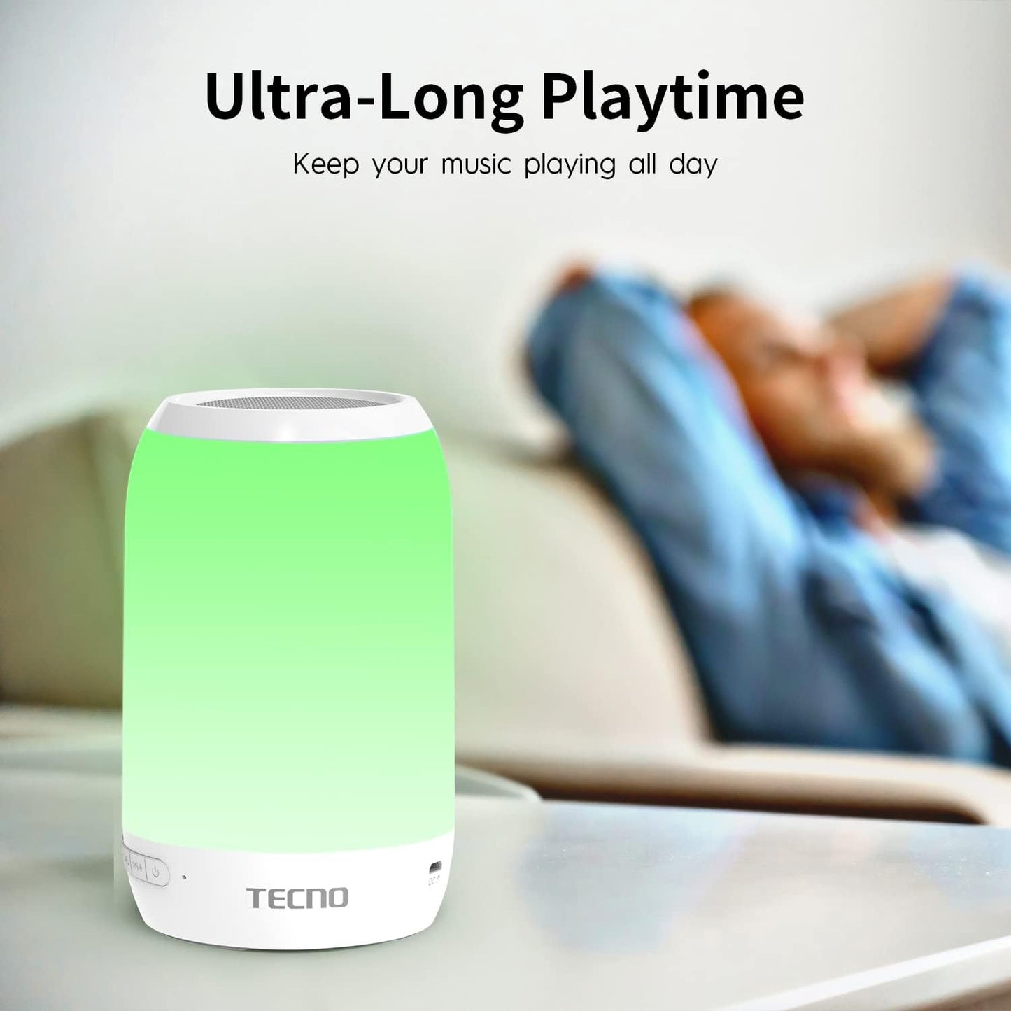 Tecno Portable Night Light Bluetooth Speakers with Microphone, RGB Table Lamp, Speaker Bluetooth Wireless with Music LED Bedside Lamp with Dimmable Warm White, 7 Colors 3 Modes Portable
