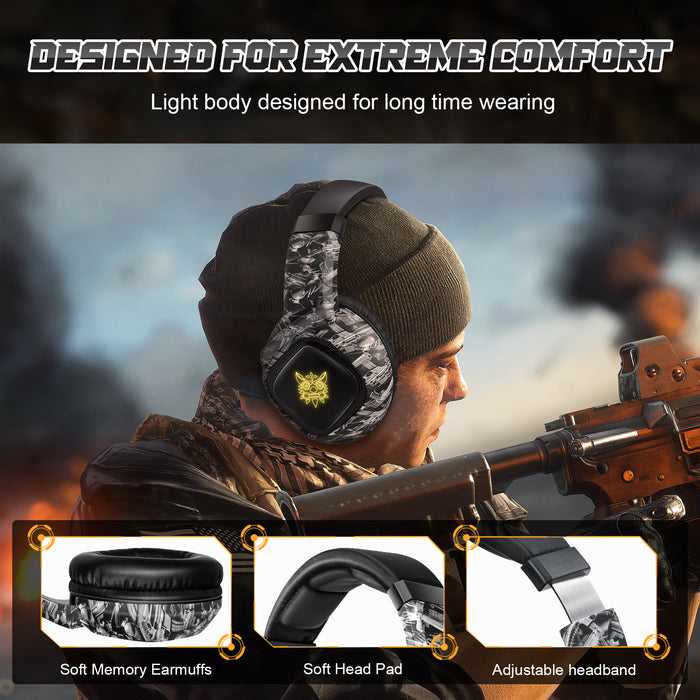 ONIKUMA K19 Camouflage auriculares inalambricos USB Cable Gaming Headset Sound Gaming Gamer Headset Headphones for PC Game