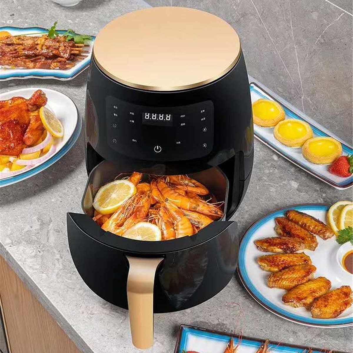 Air Fryer 6L Capacity - Oven / Cooker for Healthy Low Fat Cooking - Fully Adjustable Timer and Temperature (Black)