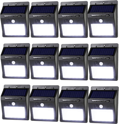 Solar Motion Sensor Light 20 LED Solar Powered Wireless Weatherproof Security Wall Lights for Outdoor Yard Garden Driveway Pathway Pool (12-Pack)