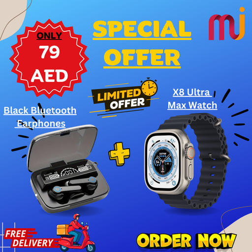 SPECIAL COMBO OFFER - ULTRA WATCH & BLACK BLUETOOTH EARPHONES - FREE HOME DELIVERY