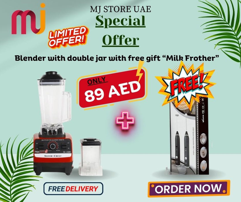 Special Offer - Blender with double jar & Free Gift Milk frother - Free Home Delivery