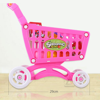 Kids Toys Funny Play House Simulation Shopping Cart Supermarket Vegetable Fruit Girl Mini Baby Hobby Trolley
