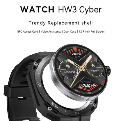 JS3 Cyber Smart watch round screen BT call NFC voice assistant wireless charger sport watches HW3 Cyber smartwatch