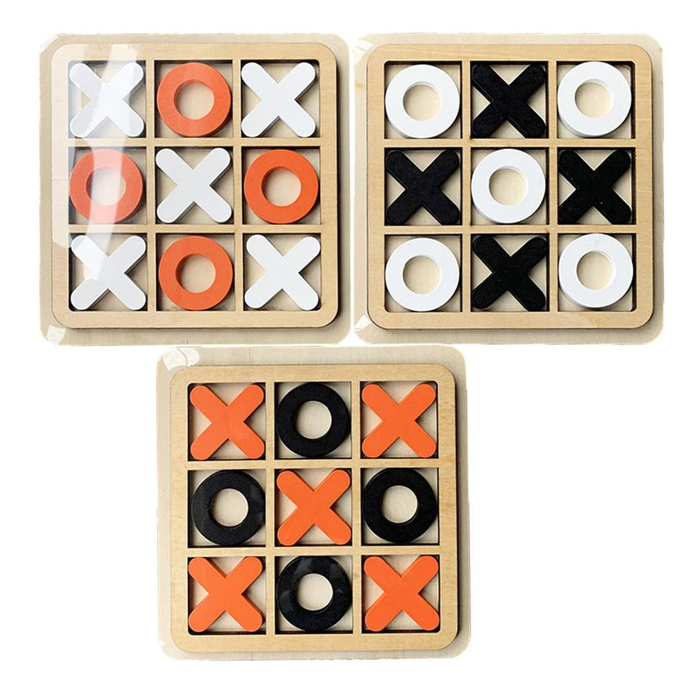 Set of 3 Wooden Board And Crosses Tic Tac Toe Game Set