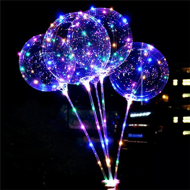 Sticks Handle Led Helium Birthday Party Decorations Transparent Bobo LED Balloon light
