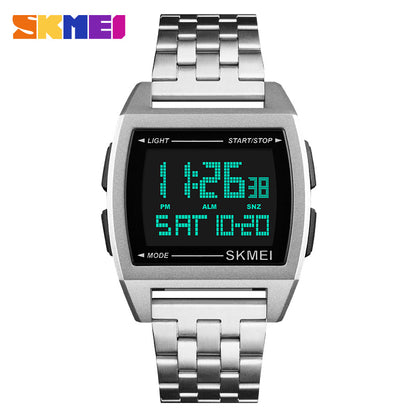Men's Stainless Steel Digital Watch 1368 - 40 mm - Silver