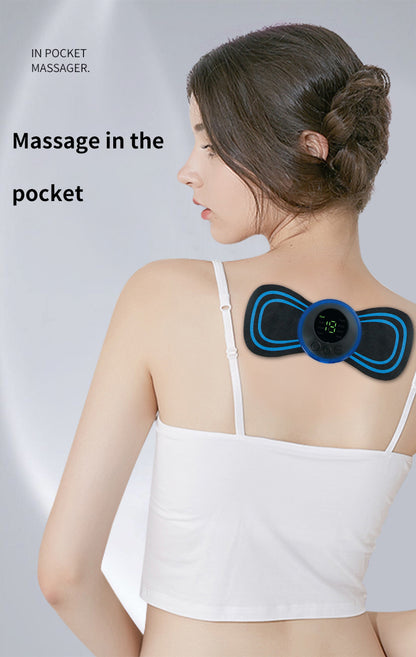 Portable Mini Electric Neck Massager Cervical Massage Stimulator Pain Relief - Black