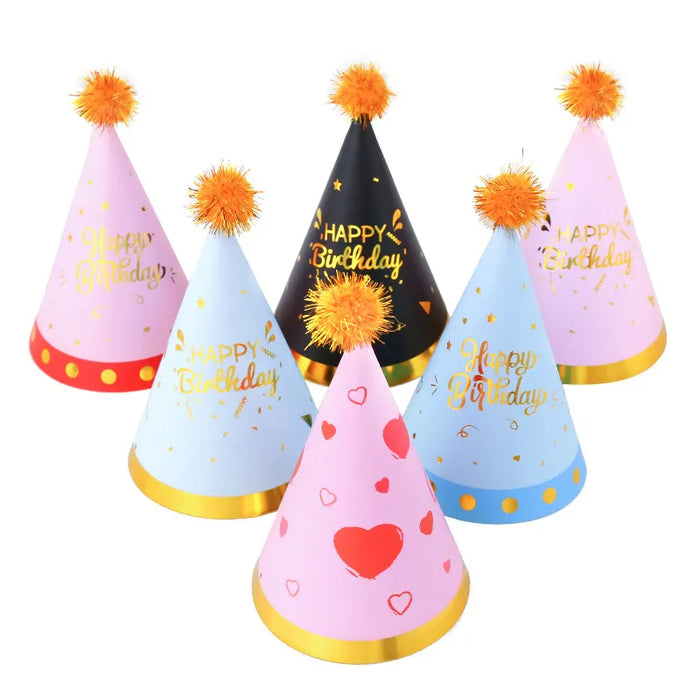 Kids Birthday Hats Boy Girl Bronzing Paper Hat Baby Shower Decorations Party Supplies