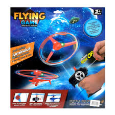 3 Pieces Set of Pull String LED Flying Saucer Helicopter Spinning Disc Toy