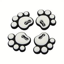 Tangyongjiao Car Exterior Accessories 4 PCS Dog Footprint Shape Cartoon Style PVC Car Auto Protection Anti-Scratch Door Guard Decorative Sticker (Black) (Color : White)