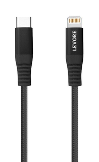 LEVORE 6FT Nylon Braided USB C to Lightning Cable Black