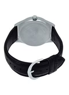 Men's Leather Analog Watch MTP-V001L-7BUDF - 42 mm - Black