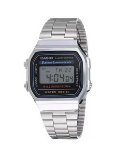 Men's Stainless Steel Digital Wrist Watch A168WA-1WDF Silver