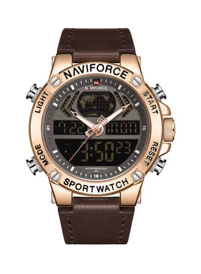 Men's Leather Analog/Digital Wrist Watch NF9164 RG/B/D.BN