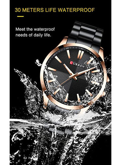 Men's Waterproof Stainless Steel BAnd Casual Quartz Watch 8322 - 45 mm - Black