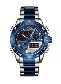 Men's Stainless Steel Analog & Digital Wrist Watch NF9171 S/BE/BE - 45 mm - Silver And Blue