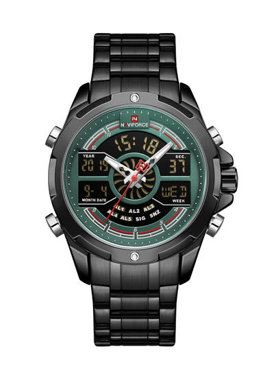 Men's Stainless Steel Analog & Digital Wrist Watch NF9170 B/GN - 45 mm - Black
