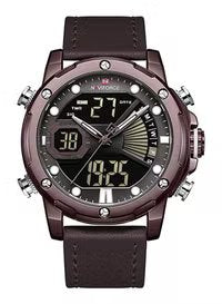 Men's Leather Analog Watch 9172L-Be-Be-Be