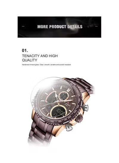 Men's Stainless Steel Analog+Digital Watch 9182 Rg-Ce