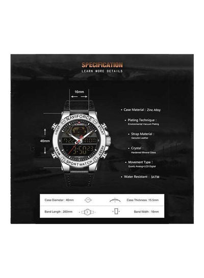 Men's Leather Analog+Digital Watch 9164 S-B-B