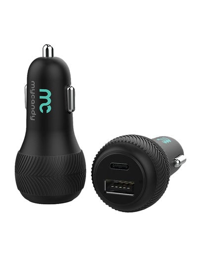 MYCANDY Car Charger 20W Dual Type C And Usb With C To C Cable Black Model Number : ACMYCN2020ICC001